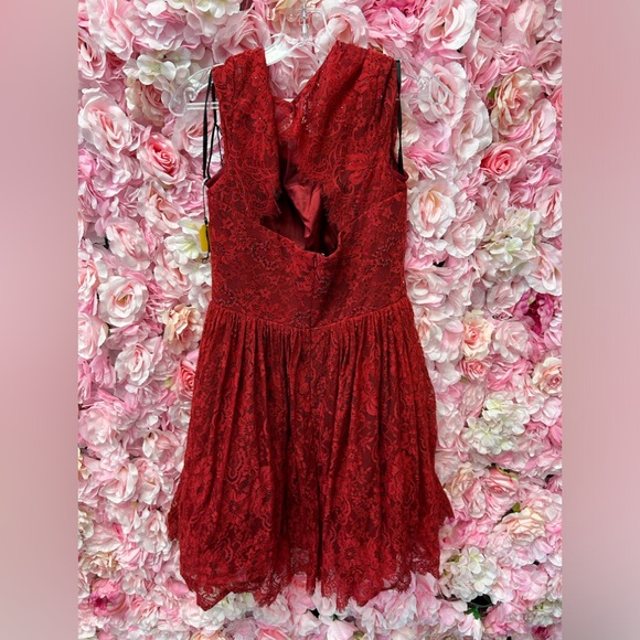 Alyce Paris 3792 Size 10 wine lace cap sleeve Short dress with beads - Picture 3 of 3